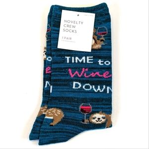 Kohl's "Time to Wine Down" Novelty Wine Sloth Crew Fun Socks